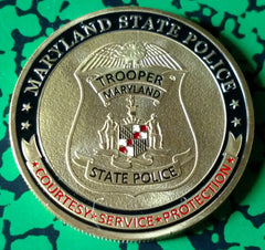 MARYLAND STATE TROOPER POLICE DEPARTMENT #1275 COLORIZED ART ROUND