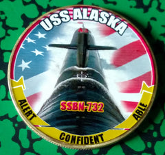 NAVY USS ALASKA SUBMARINE SSBN-732 #84 COLORIZED ART ROUND