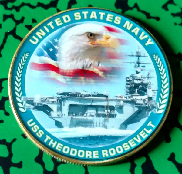 NAVY USS THEODORE ROOSEVELT CVN-71 #S134 COLORIZED ART ROUND