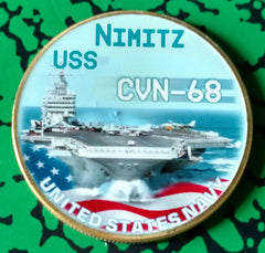 NAVY USS NIMITZ CVN-68 #A15 COLORIZED ART ROUND