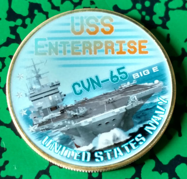 NAVY USS ENTERPRISE CVN-65 #A16 COLORIZED ART ROUND