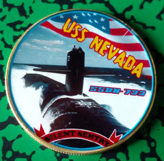 NAVY USS NEVADA SUBMARINE SSBN-733 #85 COLORIZED ART ROUND