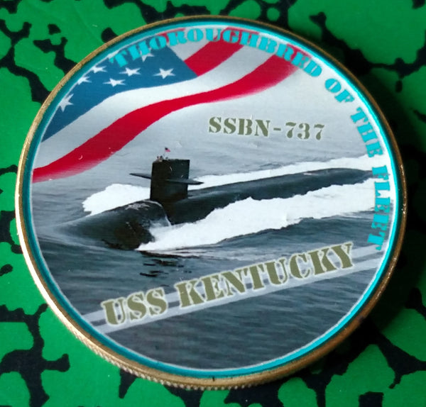 NAVY USS KENTUCKY SUBMARINE SSBN-737 #89 COLORIZED ART ROUND