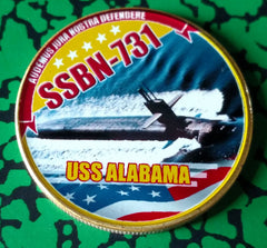 NAVY USS ALABAMA SUBMARINE SSBN-731 #83 COLORIZED ART ROUND