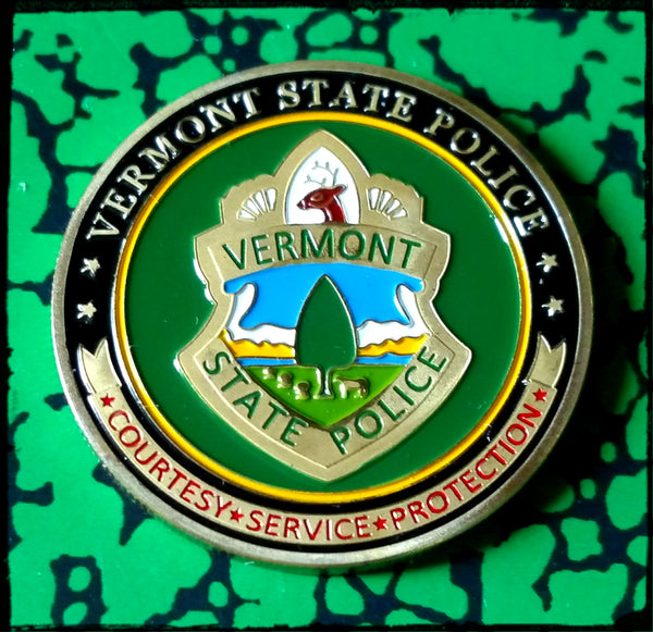 VERMONT STATE POLICE DEPARTMENT #1295 COLORIZED ART ROUND
