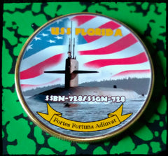 NAVY USS FLORIDA SUBMARINE SSGN-728 #80 COLORIZED ART ROUND