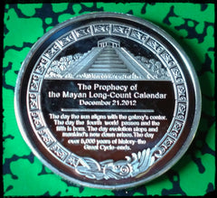 MAYAN PROPHECY AZTEC TEMPLE SLVR PLATED ART ROUND