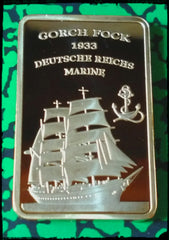GERMAN GORCH FOCK DEUTSCHE REICHS MARINE SHIP MILITARY GOLD PLATED ART BAR