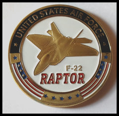 USAF AIR FORCE F-22 RAPTOR JET #1318 COLORIZED ART ROUND