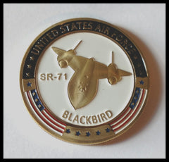 USAF AIR FORCE SR-71 BLACKBIRD JET COLORIZED ART ROUND