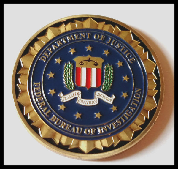 USA FEDERAL BUREAU OF INVESTIGATION #36 COLORIZED GOLD PLATED ART ROUND