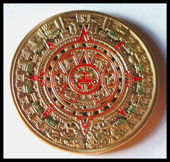 MAYAN PROPHECY AZTEC COLORIZED GLD ART ROUND
