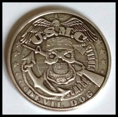 USMC DEVIL DOG MILITARY COLORIZED ART ROUND