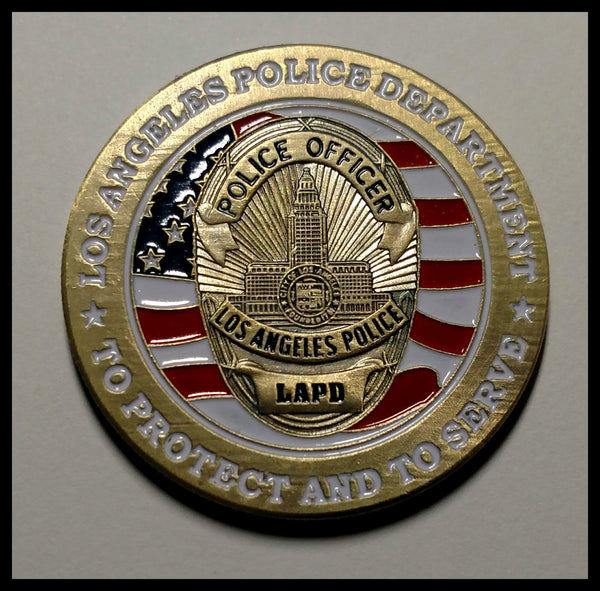 LOS ANGELES POLICE DEPARTMENT #3 LIGHT BRONZED COLORIZED ART ROUND