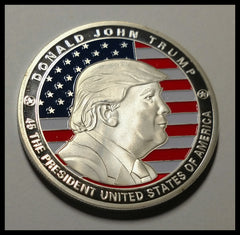 USA PRESIDENT DONALD J TRUMP #2 COLORIZED SLVR ART ROUND - NOT MINT ISSUED