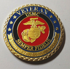 USMC MARINE CORPS VETERAN #1401 COLORIZED ART ROUND