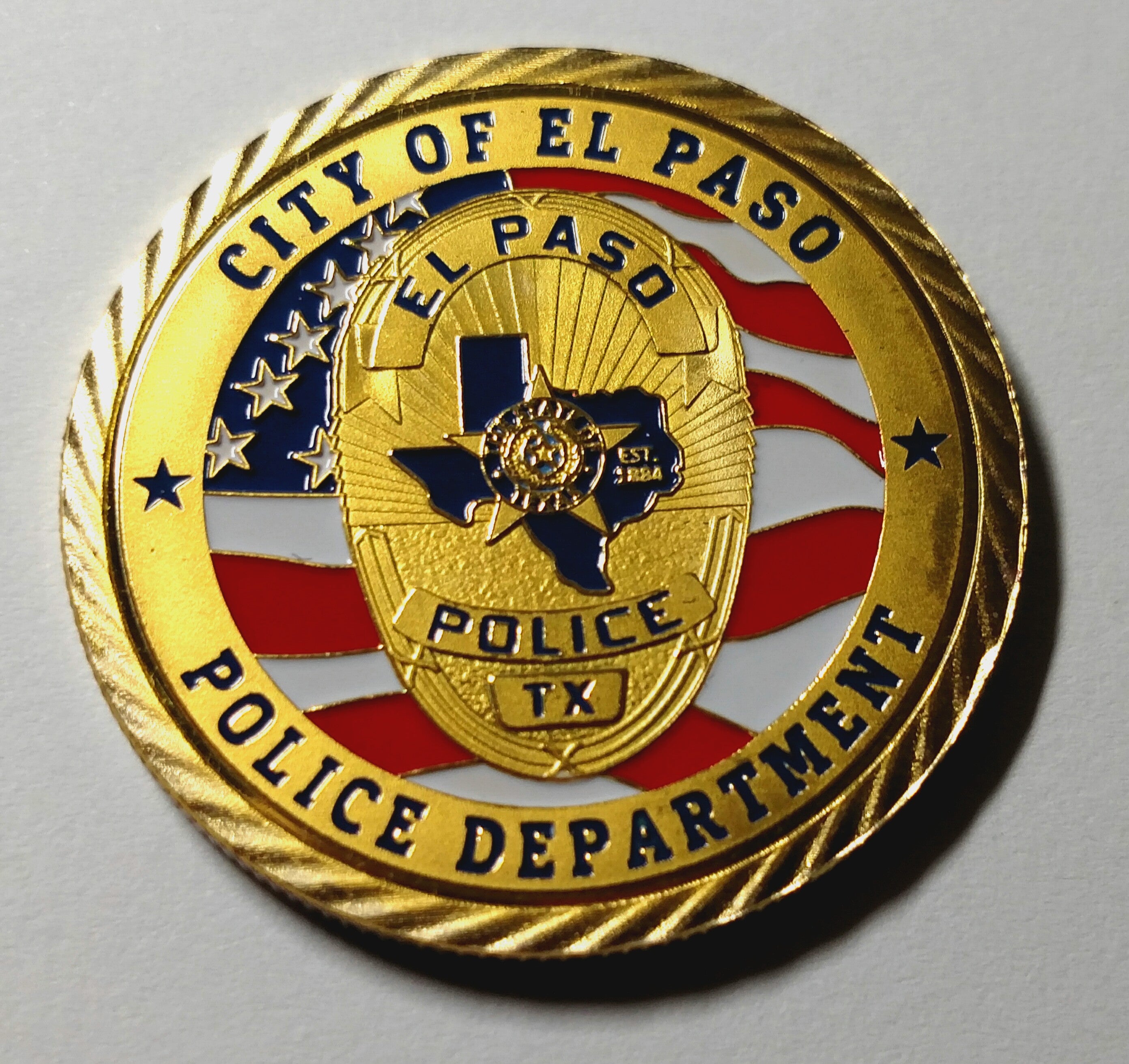 EL PASO POLICE DEPARTMENT 1403 COLORIZED ART ROUND Vintage