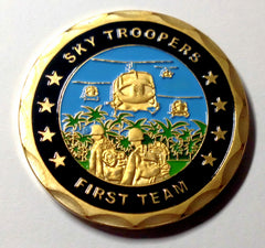 US ARMY SKY TROOPERS 1ST CAVALRY DIVISION VIETNAM COLORIZED ART ROUND