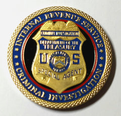 IRS INTERNAL REVENUE SERVICE CRIMINAL INVESTIGATIONS SPECIAL AGENT #1417 COLORIZED ART ROUND