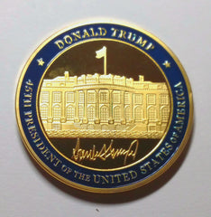 PRESIDENT DONALD TRUMP WHITE HOUSE COLORIZED ART ROUND