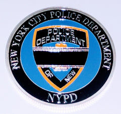 NYPD NEW YORK POLICE DEPARTMENT MOURNING BAND #SK7184 COLORIZED ART ROUND