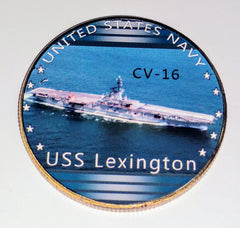 NAVY USS LEXINGTON CV-16 #19 COLORIZED ART ROUND