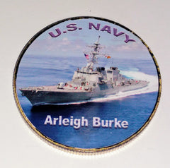 NAVY USS ARLEIGH BURKE #586 COLORIZED ART ROUND