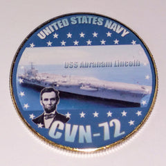 NAVY USS ABRAHAM LINCOLN CVN-72 #62 COLORIZED ART ROUND