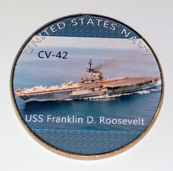 NAVY USS FRANKLIN D ROOSEVELT CV-42 #35 COLORIZED ART ROUND