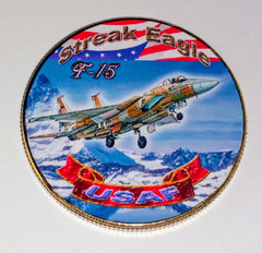 USAF AIR FORCE F-15 STREAK EAGLE #203 COLORIZED ART ROUND