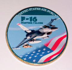 USAF AIR FORCE F-16 FIGHTING FALCON #164 COLORIZED ART ROUND