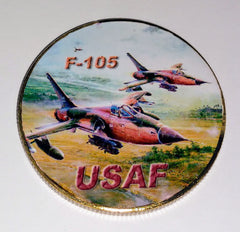 USAF AIR FORCE F-105 FIGHTER #139 COLORIZED ART ROUND
