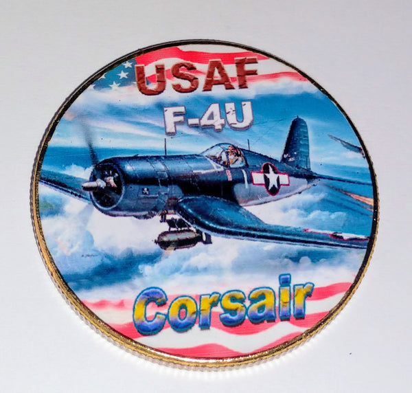 USAF AIR FORCE CORSAIR F-4U #207 COLORIZED ART ROUND