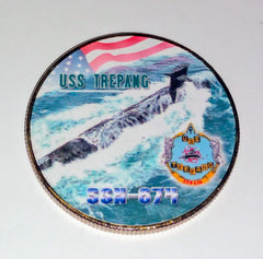 NAVY USS TREPANG SUBMARINE SSN-674 #115 COLORIZED ART ROUND