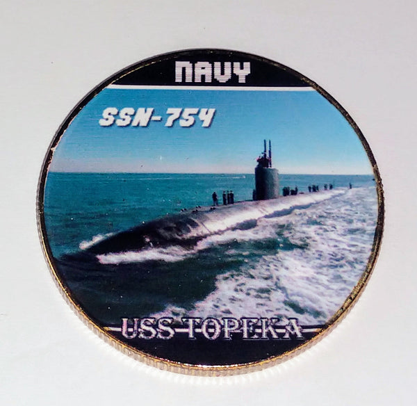 NAVY USS TOPEKA SUBMARINE SSN-754 #581 COLORIZED ART ROUND