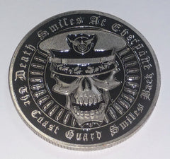 COAST GUARD DEATH SMILES MILITARY CHALLENGE COLORIZED ART ROUND