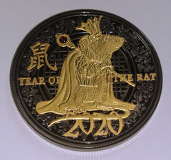 ZODIAC YEAR OF THE RAT SILVER PLATED ART ROUND