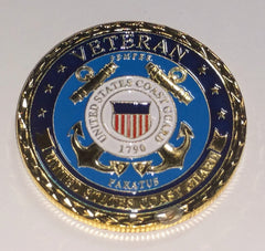 COAST GUARD VETERAN EAGLE MILITARY CHALLENGE COLORIZED ART ROUND