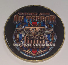TAKING AIM ON TERROR OEF OIF VETERAN MILITARY CHALLENGE COLORIZED ART ROUND