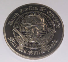 MARINE CORPS DEATH SMILES MILITARY CHALLENGE COLORIZED ART ROUND