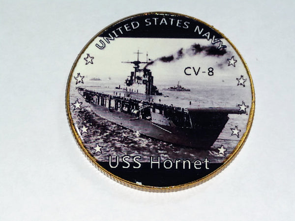 NAVY USS HORNET CV-8 #11 COLORIZED ART ROUND