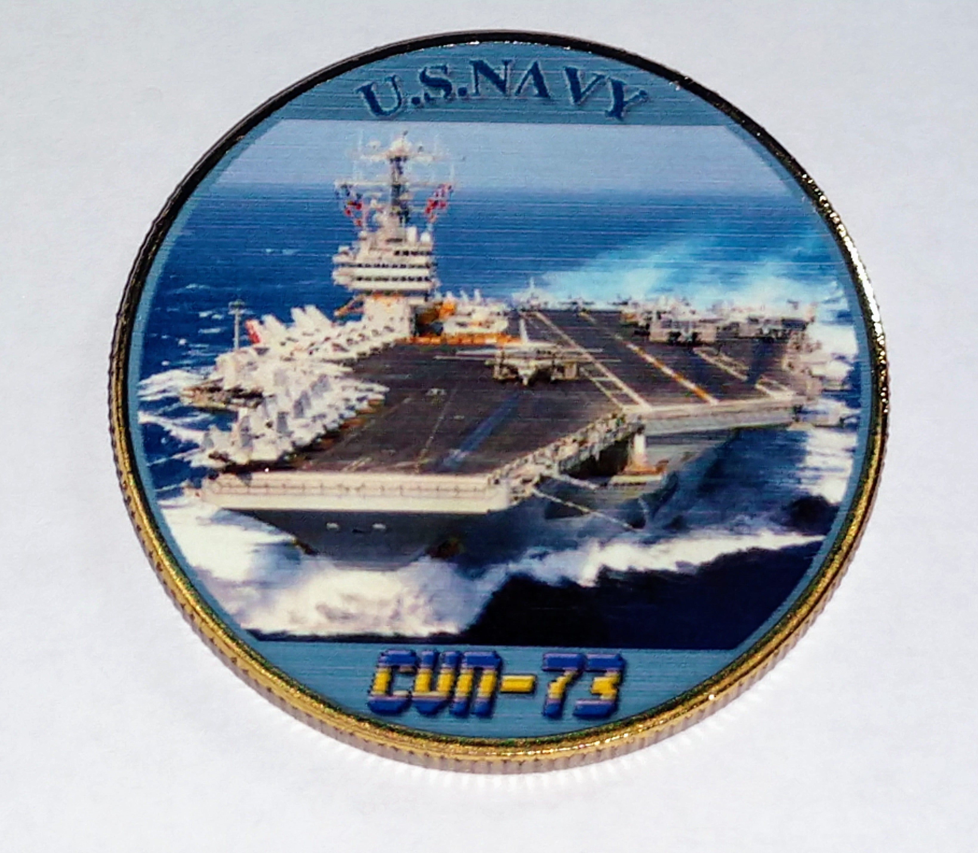 USS e Washington (CVN 73) プレート NAVY USS GEORGE WASHINGTON CVN-73 #593 COLORIZED ART ROUND