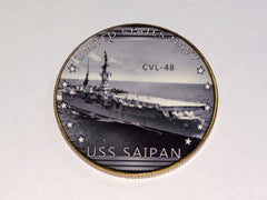NAVY USS SAIPAN CVL-48 #55 COLORIZED ART ROUND