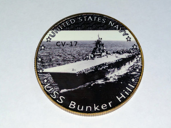 NAVY USS BUNKER HILL CV-17 #20 COLORIZED ART ROUND