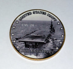 NAVY USS MONTEREY CVL-26 #680 COLORIZED ART ROUND