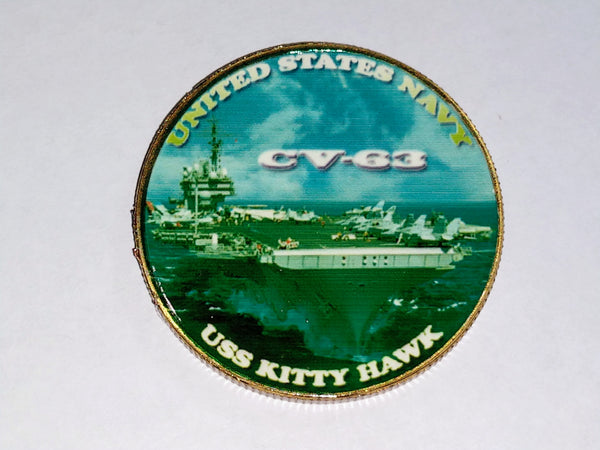 NAVY USS KITTY HAWK CV-63 #43 COLORIZED ART ROUND