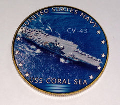NAVY USS CORAL SEA CV-43 #36 COLORIZED ART ROUND