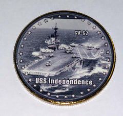NAVY USS INDEPENDENCE CV-62 #42 COLORIZED ART ROUND