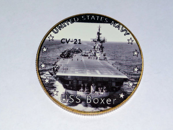 NAVY USS BOXER CV-21 #24 COLORIZED ART ROUND