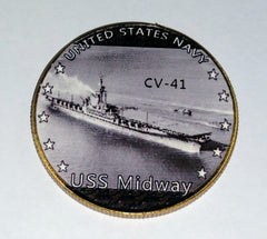 NAVY USS MIDWAY CV-41 #34 COLORIZED ART ROUND